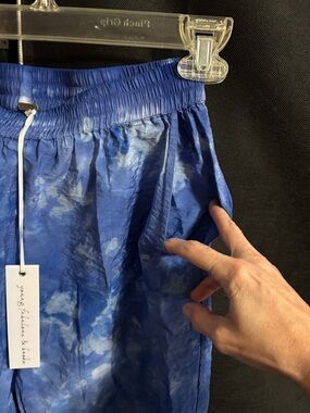 Blue Tie-Dye Drawstring Shorts with YFB Metal Tag